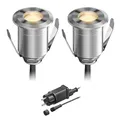 ledscom.de LED Boden-Einbauleuchte BINO für außen, IP67, 32mm Ø, warmweiß, 2er Set