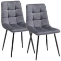 Deuline Esszimmerstühle Essstühle Samtbezug Polsterstuhl Stühle Esszimmer Stuhl Milano 2er-Set GRAU 521251