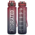Sahara Sailor Trinkflasche, BPA-Frei Tritan, 1L/500ML/750ML Auslaufsicher Trinkflasche mit Zeitmarkierung für Gym, Sport, Outdoor, Schule, Job