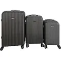HOME DELUXE Reisekoffer Set – 3-teilig, Schwarz | 360° Drehrollen & Teleskopgriff, Hartschalen-Kofferset mit Rollen, Rollkoffer-Set - Schwarz