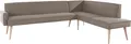 Eckbank EXXPO - SOFA FASHION "Lungo, moderne Kedernaht, bequem und elegant, hoher Holzfuß", grau (melange), B:198cm H:84cm T:260cm