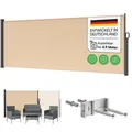 STEELSØN Seitenmarkise Zirella mit individuell einstellbarer Länge (beige, 200x485 cm) Windschutz mit Griff, Sichtschutz ausziehbar, für Garten/Terrasse beige 485 cm x 200 cm