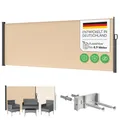 STEELSØN Zirella Seitenmarkise 200x485cm – Windschutz ausziehbar Beige – wetterfeste Markise – Sichtschutz Garten – Seitenrollo mit Wandhalterung – Sonnenschutz Blickdicht – Wandmarkise aus Aluminium