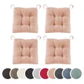 sleepling 4er Set Stuhlkissen 40 (vorne), 35 (hinten) x 38 x 7 cm, Sitzkissen für Stuhl & Bank mit Klettverschluss, 100% Baumwolle, Indoor & Outdoor, Made in EU, waschbar, Rose