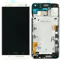Original HTC ONE M7 Display Modul LCD Touchscreen Glas Gehäuse Silber