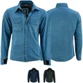 BULLDT Motorradhemd Jeanshemd Motorradjacke Herren Futter aus Kevlar Aramid mit Protektoren rutsch brandfest Motorrad Biker Hemd Denim Himmelblau - 52