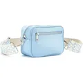 Umhängetasche LASCANA "Minibag", Damen, Gr. B/H/T: 19cm x 15cm x 8cm, blau (hellblau), Polyester, unifarben, Taschen, Handtasche, Crossbody-Bag mit auswechselbaren Schulterriemen VEGAN