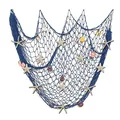 Nature Fish Net Wanddekoration mit Muscheln und 10 Stück natürlichen Seesternen Fischernetz im mediterranen Stil mit Meeresmotiven für Strandpartys Hochzeiten Fotografie Wanddekoration,150cm × 200cm