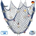 Fischernetz Dekoration 150x200cm Natur Seestern Muschel Mediterran
