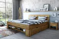 180x200 Bett Futonbett Holzbett mit Bettkasten Wildeiche Massiv Salima180 geölt