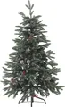 BELIANI Weihnachtsbaum 120 cm Grün/ Rot Schnee bestreut mit Zapfen, Stechpalmenbeeren und Kunstschnee Weihnachtszeit/ Weihnachten/ Wohnzimmer Modern