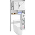 VEVOR Toilettenschrank Badezimmerschrank mit Doppeltür & verstellbarem Regal, platzsparender 4-stöckiger Badschrank über der Toilette mit offenem Regal, 1680x785x195 mm Aufbewahrungsschrank weiß