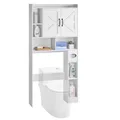 VEVOR Toilettenschrank Badezimmerschrank mit Doppeltür & verstellbarem Regal, platzsparender 4-stöckiger Badschrank über der Toilette mit offenem Regal, 1680x785x195 mm Aufbewahrungsschrank weiß