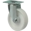 BS Rollen Transportrolle, Lenkrolle, Rad-Ø 100 mm, Tragf. 125 kg, Kunststoff weiß, Bauhöhe 128 mm, Rollenlager