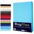 Buymax Spannbettlaken Buymax Jersey aus 100% Baumwolle, Jersey, Gummizug: Rundumgummi, (1 Stück), Pflegeleicht und Atmungsaktiv in Verschiedenen Farben und Größen blau 160 cm x 200 cm