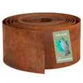 UNUS Rasenkante aus Cortenstahl 10 m x 14 cm Flexible Beetumrandung wetterfestes Metall Beeteinfassung für Garten, Beet, Rasen und Wege inkl. Handschuhe