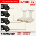 Premium X Monoblock Quad LNB - 4Fach - für 4 Teilnehmer - 4K Full HD - mit Wetterschutz für Satellitenschüssel Astra 19,2° Hotbird 13° Digital TV
