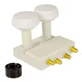 Premium X Monoblock Quad PXMB-6QW SAT LNB Weiß 0,1dB 2 Satelliten Astra 19,2° Hotbird 13° bis 4 Teilnehmer