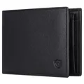 VON HEESEN Leder Geldbörse RFID Schutz I Echtleder Geldbeutel für Damen & Herren I Portemonnaie Brieftasche Wallet Portmonee (Saffiano Schwarz)