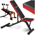 tectake® Hantelbank Schrägbank, Bank mit Schnellverstellung, Trainingsbank mit Rückenablage 4-fach, Sitzfläche 2-fach verstellbar, gepolstert, rutschfest, Fitnessgeräte für Zuhause, Home Gym