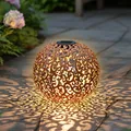 Metall Solar Kugel 28,5cm - Rost - Garten Deko Kugel beleuchtet LED Ball draußen