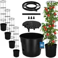 KOTARBAU® 4er Set Tomatenpflanze - Pflanzkübel - ⌀ 39 cm - mit Rankhilfe - 153 cm - Tomatentopf - für Balkon - Pflanzenstütze - Schwarz