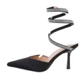 Koucla Sandalette Satin schwarz Strass Slingpumps Schmuck-Riemchen