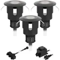 ledscom.de LED Bodeneinbauleuchte ATRIA für außen, IP65, schwarz, rund, 40mm Ø, warmweiß 3er Set