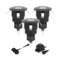 ledscom.de LED Bodeneinbauleuchte ATRIA für außen, IP65, schwarz, rund, 40mm Ø, warmweiß 3er Set