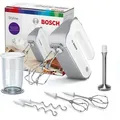 BOSCH Handmixer Styline MFQ4075DE, 2x Rührbesen, Knethaken Edelst., Mixfuß, weiß, 550 W, 5 Stufen, Turbotaste, Mixbecher, Made in Europe weiß