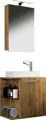 VCM Badmöbel-Set 3-tlg Gäste WC Waschplatz Waschtisch Hausa Schrank, (Komplett-Set, 3-St., 1x Unterschrank 1x Waschbecken 1x Spiegelschrank)