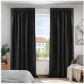 Deconovo Verdunkelungsvorhang Gardinen mit Kräuselband Blickdicht Vorhänge Wohnzimmer 2er Set, Vorhang Verdunkelung Vorhänge Kälteschutz Schlafzimmer Thermovorhang schwarz 132 cm x 138 cm