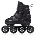 meteor Rox sichere verstellbare Kinder Inline‑Skates – Inliner für Mädchen Jungen – ABEC‑7 Carbonlager PU‑Räder 72 mm 80 A Aluminiumrahmen – Größen S 30‑33 M 34‑37 L 38‑41 (Black, S 30-33)