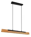 Trio Leuchten LED Hängeleuchte Kerala 25W Schwarz Matt mit Holz, dimmbar, 90 cm
