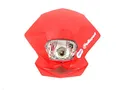 Streetparts24 Scheinwerfer 12V Verkleidung Maske E-Geprüft Rot Enduro Motocross Supermoto Motorrad Mofa Moped Mokick Scheinwerfermaske Lampenmaske Universal