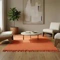 Elegant Floors® Chindi Teppich ORANGE 70x140 cm handgewebt aus Baumwolle – nachhaltiger Flachgewebe Läufer für Flur