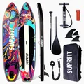 Suprfit SUP Board Water Marble | All in One Set: SUP Board, Hochwertiger Rucksack, Teleskop Paddel, Double-Action Luftpumpe, Leash, Slide-In Finnen Set, Reparatur Set