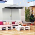Outsunny  2 x 2 m Sonnenschirm Halbrundschirm wasserdicht für Garten Dunkelgrau