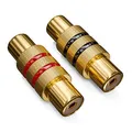deleyCON 2 Stück Cinch RCA Kupplung als Set - 1x Schwarz + 1x Rot - Audio Video Adapter - Buchse zu Buchse - Verbindungsstück