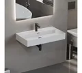 Aqua Bagno Waschbecken 80 cm weiß eckig Wandmontage Waschtisch Aufsatzwaschbecken