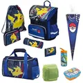 Blauer Pokémon Schulranzen mit Pikachu Motiv · Schulranzen Ergonomisch Leicht und Kompakt · 10-teiliges Einschulungs-Set für die 1. bis 4. Klasse - Blau