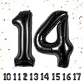 Geburtstag zahlen luftballon 14 jahre | Folienballon Schwarz- Folienballon in 40"-101cm Geburtstagsdeko - Ballon Zahl Deko zum Geburtstag fliegt mit Helium für Mädchen Junge 14.Geburtstags