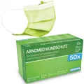 50xARNOMED® Medizinische Mundschutzmaske Grün, Op Maske, Medical Face Mask, Schutzmaske Mund & Nase, Einwegmasken, Chirugischer Mundschutz, Klinische Gesichtsmasken
