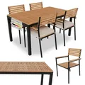 Juskys Akazienholz Gartengarnitur Rhodos - Tisch, 4 Stühle & Auflagen - Gartenmöbel Holz - Schwarz