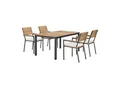 Juskys Akazienholz Gartengarnitur Rhodos - Tisch, 4 Stühle & Auflagen - Gartenmöbel Set - Holz Möbel