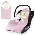 Lionelo TRAVEL Swaddle Blanket Warmes Babytuch für Kindersitz, Tragetasche, Kinderwagen, Ganzjährig, Weiche Babydecke 90x90 cm, Klettverschluss, 100% Baumwolle