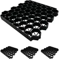 Relaxdays Rasengitter Set Kunststoff Schwarz Befahrbar 50 cm x 50 cm x 4 cm