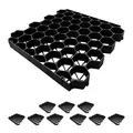 Relaxdays Rasengitter Kunststoff, 4er Set, 4x50x50 cm, ohne Unterbau, befahrbar, Paddockplatten, Rasenplatten, schwarz