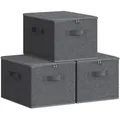 SONGMICS Aufbewahrungsbox mit Deckel, 3er Set, faltbar, mit Griffen
