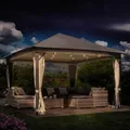 BRAST® Pavillon Aluminium Infinity 3x4m oder 4x4m | viele Modelle & Farben | inkl. Moskitonetz | wahlweise LEDs | wasserdicht | stabil |UV-Schutz | 4x4m Beige LEDs